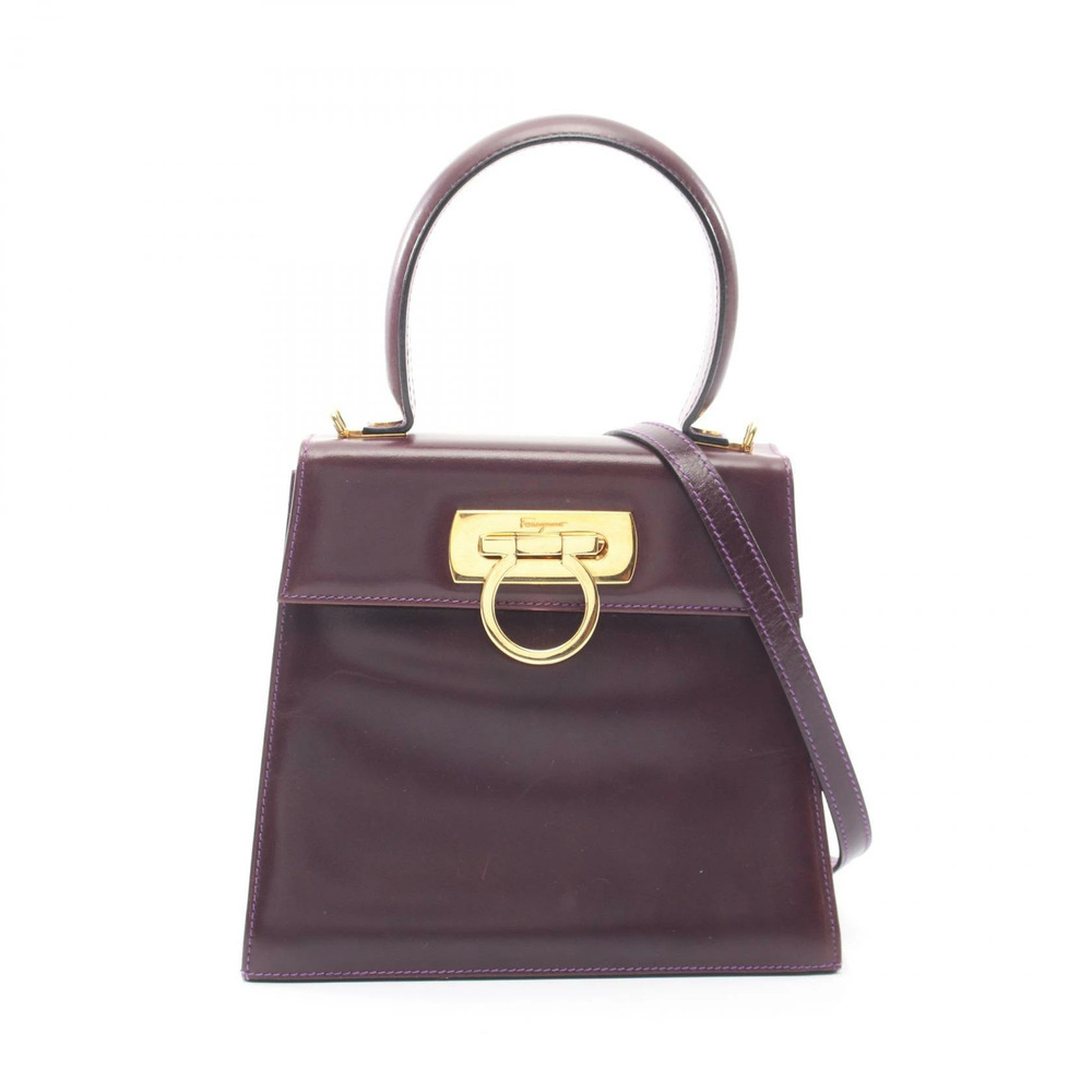 Salvatore Ferragamo Gancini Leather 2Way Shoulder Bag Purple